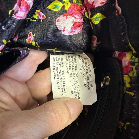 Betsey Johnson Black White Polka Dot Heart Quilted Bow Satchel Purse - Picture 4 of 9